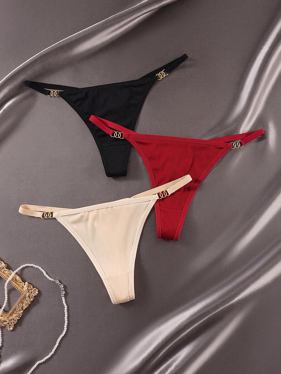 Shein Underwear&Sleepwear Basics 3 stuks dames effen ronde connect mode G-string
