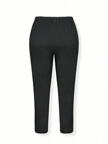 Plus Size Solid Color Simple Slim Fit Casual Pants