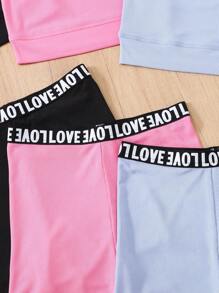 SHEIN 3pcs/Set Tween Girls Casual Sporty Solid Color Letter Print Cami Top And Shorts Set