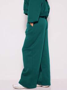 MUSERA Pantalón de chándal de pierna ancha con detalle de bolsillo, para vacaciones, aeropuerto y uso casual en invierno - Agua verde azul - Ver 3