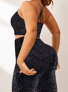 SHEIN Sport Studio Damen Große Größen Shiny Activewear Set mit Trägern