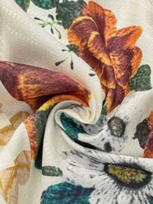 Breezaya Women's Floral Print Vacation Style V-Neck Halter Backless Tied Hem Split Back Tank Top - Yellow - View 7