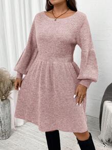 SHEIN LUNE 拼接高腰 A 字形下摆袖口圆领时尚休闲针织女装商务休闲女士、度假装、乡村上衣