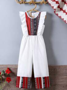 Young Girls Ramadan Ramadan Abaya Maxi Dress With Ruffles & Print Jumpsuit, Suitable For School, Outing In Summer - Multicolor - View 3