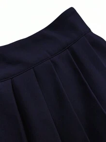 Sweetra Women's Elegant Luxury Style Decorated Button Vest + Pleated Mini Skirt 2 Pieces Suit Set For Party Y2K Outfit  - Navy Blue - View 8