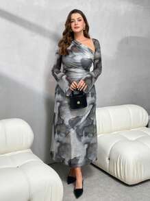 SHEIN Essnce Elegantes Kleid in Große Größen, Langes Kleid, Tüllkleid Datumkleid, Partykleid, Valentinstag Geburtstagskleider für Frauen, elegante Kleider für Frauen, Valentinstagkleid, Partykleider für Frauen, Geburtstagskleid, Sexy Datumkleid für Frauen