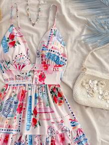 Soleia 女士夏季多彩假期花卉浪漫游乐园约会细肩带迷你连衣裙适合情人节 - 彩色 - 查看 4