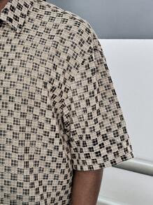 Manfinity VCAY 男士格子宽松梭织短袖衬衫套装