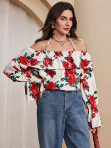 Chiquease Women's Casual Vacation Off Shoulder Top, Simple Fashion Casual Everyday - Apricot - View 3