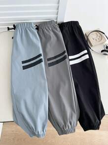 3pcs Kids Relaxed Casual Print Drawstring Waist Pants Set, Suitable For Spring, Summer, Autumn, Winter, Young Boy Clothes, Back To School Outfit, Suitable For Birthday Party, Formal Event, Wedding, Christening, School Ceremony'