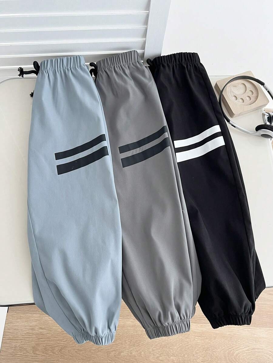 3pcs Kids Relaxed Casual Print Drawstring Waist Pants Set, Suitable For Spring, Summer, Autumn, Winter, Young Boy Clothes, Back To School Outfit, Suitable For Birthday Party, Formal Event, Wedding, Christening, School Ceremony'