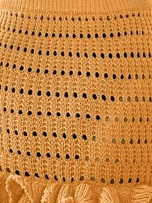 2pcs/Set Women Ruffled Edges Beach Dress Set For Summer Beach Vacation - Yellow - View 7