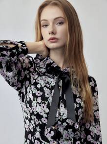 MOTF STUDIO 花卉印花褶饰连衣裙 - 彩色 - 查看 4