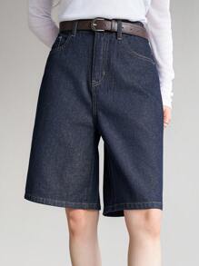 Dazy-Less Women's Raw Color Straight Leg Denim Shorts Old Money