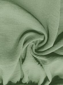 Firerie Plus Size Casual Twist Front A-Line Long Sleeve Shirt, Green - Mint Green - View 7