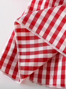 Vestido de verano para niñas, Nuevo llegado vestido de tirantes de niña bebé a cuadros con estampado lindo de fresa, verano - Rojo - Ver 6