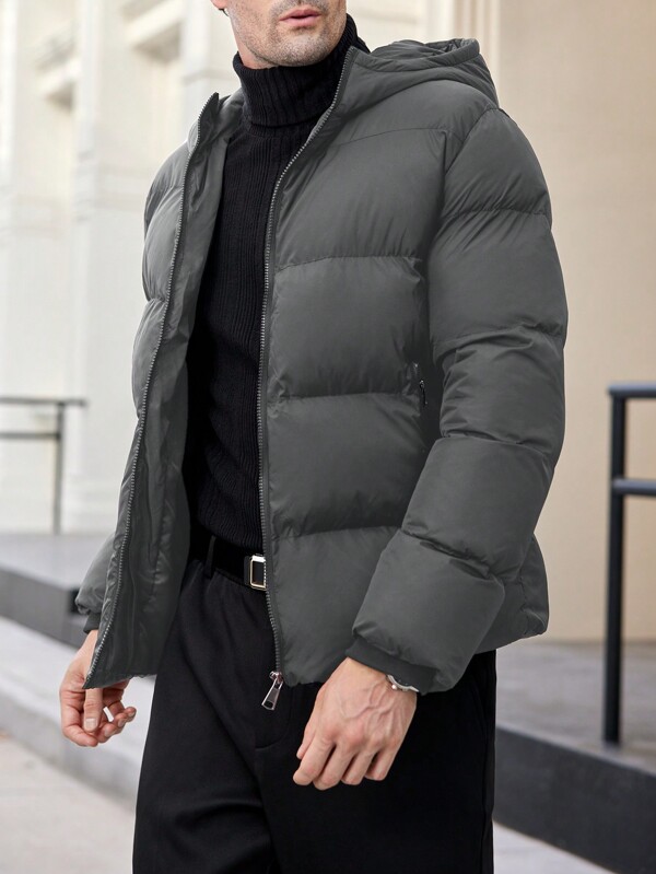 Manfinity Mode Chaqueta acolchada con cremallera y cuello alto para hombre, adecuada para el invierno