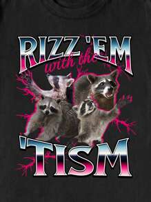 Manfinity Dauomo Amazing Lightning Raccoon Print Funny Meme Men's Standard T-Shirt - Black - View 3