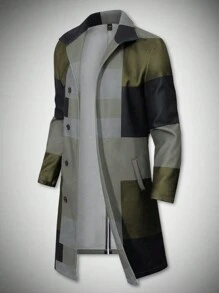Manfinity Homme Herren Karogemusterter Einreiher Lässig Jacke, Herbst - Verschiedenfarbig - Übersicht 1