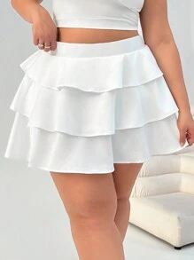 Solflare Falda blanca larga hasta la rodilla con corte A para mujer talla grande, informal y de moda para uso diario - Blanco - Ver 1