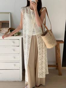 DAZY 2 件套女士休闲韩版宽松针织套头衫 - 卡其色 - 查看 3