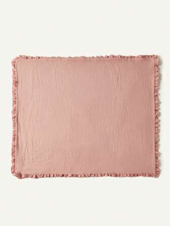 1 st spädbarnsfilt, rosa babyfilt med volangkant, mjuk babyfilt som andas, lämplig för pojkar och flickor, bekväm och andas