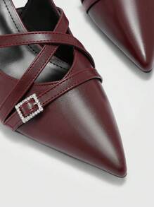 CUCCOO BIZCHIC Sandales à talons hauts pour femmes avec plusieurs brides et talons ajourés - Rouge foncé - Voir 7