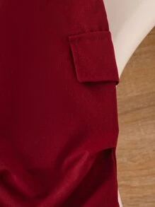 SHEIN Young Girls Spring/Autumn Bowknot Fashionable Sets, Long Sleeve Tops & Pants, Street Wear - Burgundy - View 5