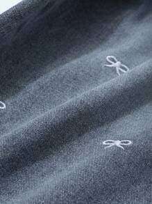 Dazy Plus 蝴蝶结刺绣修身直筒休闲牛仔裤，适合所有季节 - 藍色 - 查看 3