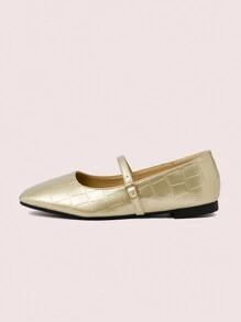CUCCOO DOLLMOD Women's Solid Color Casual Flat Loafers, Everyday Wear Spring Shoes Spring Break Easter - Gold - View 5