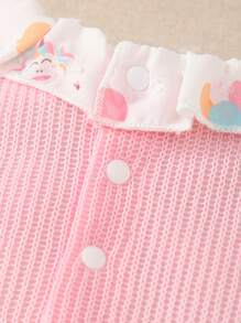 Souflis Souflis Newborn Baby Girl Ruffle Collar Puff Sleeve Casual Elegant Balloon Cake Print Dress, All Over Print - Multicolor - View 5