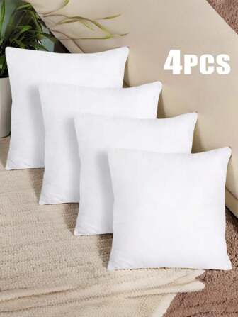 4 件柔软经典风格轻质可机洗豪华抱枕套套装，纯色光滑现代隐形拉链开合高档枕套，适用于沙发客厅卧室装饰垫，4 种尺寸，（无枕芯）
