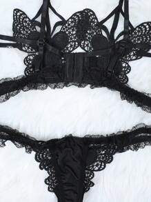 Classic Sexy Set de 2 piezas lencería sexy sin aros con decoración de encaje para mujeres
