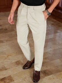 Manfinity Homme Pantaloni casual da uomo con gamba affusolata a colore unito
