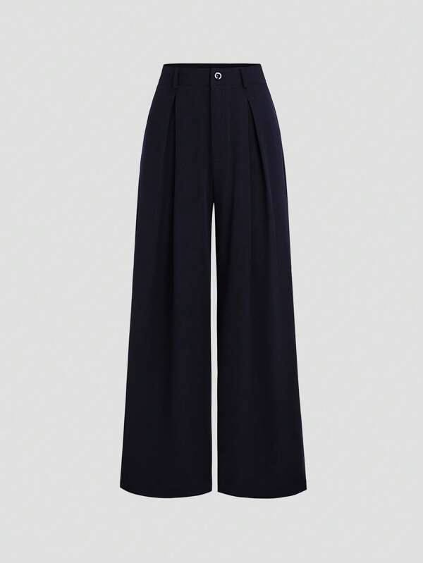 Sweetra Women's Vintage Elegant Jacquard Pleated Wide Leg Pants, For Autumn/Winter