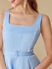 MOTF PREMIUM VÁY CỔ VUÔNG FIT AND LOA - Màu xanh lam - Xem 2