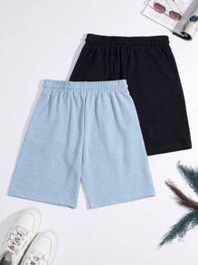 RueChic 100%Cotton 2pcs/Set Men's Waffle Fabric Basic Shorts - Multicolor - View 2