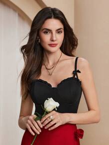 Chiquease 女士修身黑色百搭吊带背心 - 黑色 - 查看 3