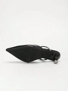 CUCCOO BIZCHIC Women's High Heel Pumps Lolita Style Solid Pink Bow 3D Floral Point Toe Slingback Flat Sandals, Suitable For All Seasons Valentine's Day