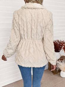 Chiquease 休闲收腰菱形提花保暖内衬夹克