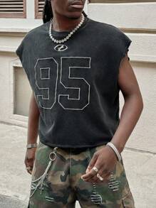 AXEPEAK Men's Embroidered Snowflake And Numeral Print Short Length Top - Multicolor - View 6