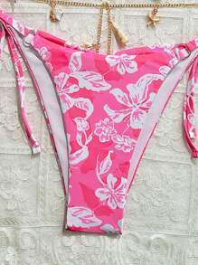 Soleia Ensembles de bikini avec chaîne en métal à motif floral et décor de coquillage en forme de V, pour la Saint-Valentin, maillots de bain pour femmes, tenues de vacances, tenues de plage, tenues de Mardi Gras pour les vacances d'été à la plage - Multicolore - Voir 4