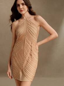 Anewsta 女士中长款串珠连衣裙 夏季服装、情人节服装、约会之夜