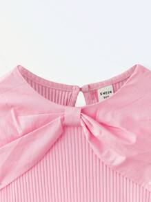 Maija Kids Maija Kids Young Girl Cropped Butterfly Decor Short Sleeve T-Shirt - Pink - View 3