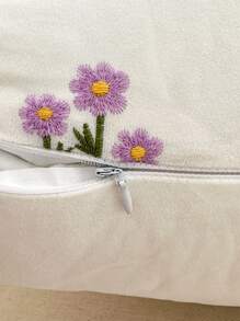 1pc Embroidered Pillow Cover, 100% Polyester, Zipper Closure, No Filling, Suitable For Living Room, Bedroom And Dining Room Decor - Multicolor - View 9