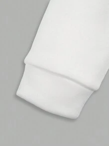 Teen Girls Autumn/Winter New Casual Street Fashion Rapper Street Dance Lip Teeth Decor Hoodie And Riding Pants 2 Pieces Set - White - View 4