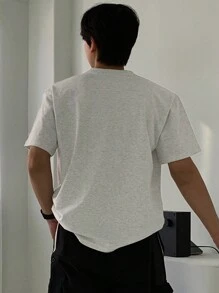 DAZY Grey Men's T-Shirt With Letter Print, Spring/Summer - Grey - View 2