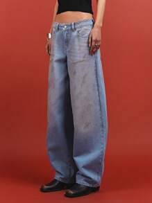 LYSMO 女士新款浅蓝色做旧洗水牛仔裤