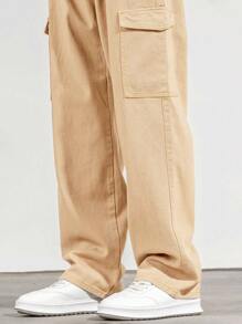 Manfinity EMRG Loose Fit Men's Solid Color Denim Jeans With Pockets