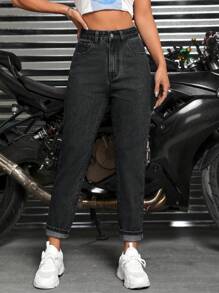 SHEIN PETITE Casual Denim Jeans, Simple And Fashion For Daily Wear